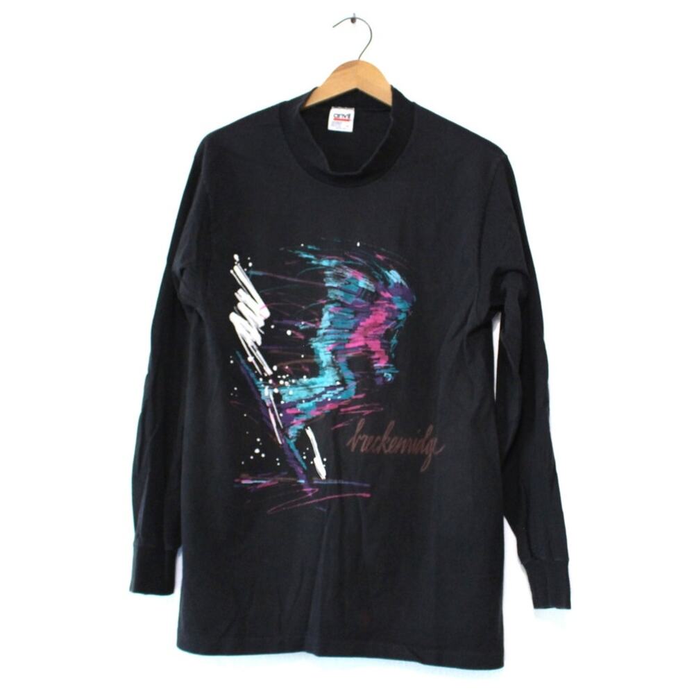 Vintage 90s Breckenridge Colorado Long Sleeve T-Shirt Men’s Large Black